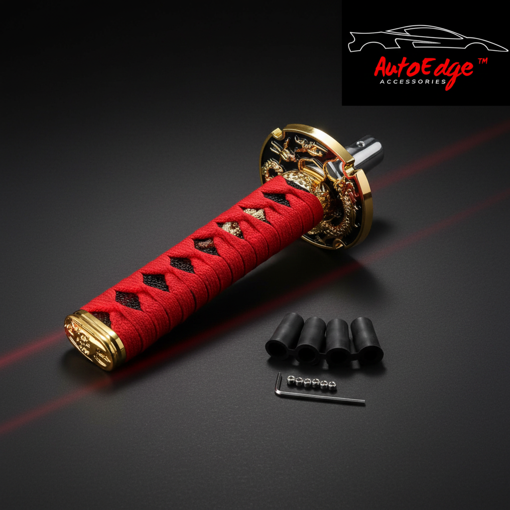 AutoEdge Red & Black Katana Gear Shift Knob with Fittings